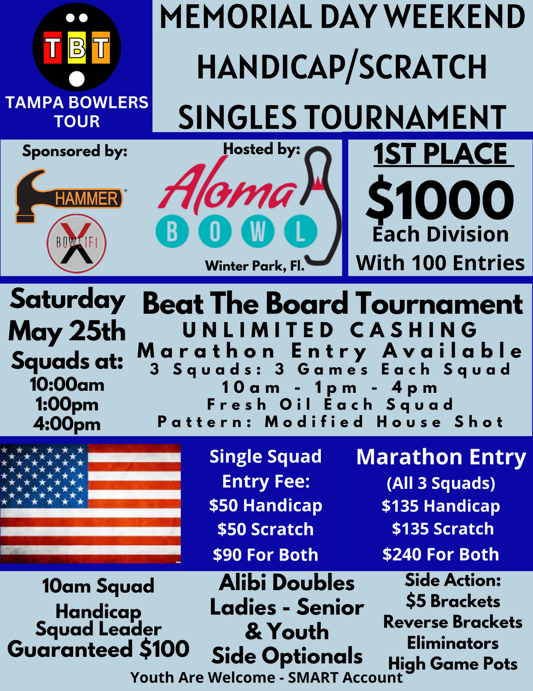 May 25th - Aloma Bowl - Memorial Day Weekend Beat The Board Tournament