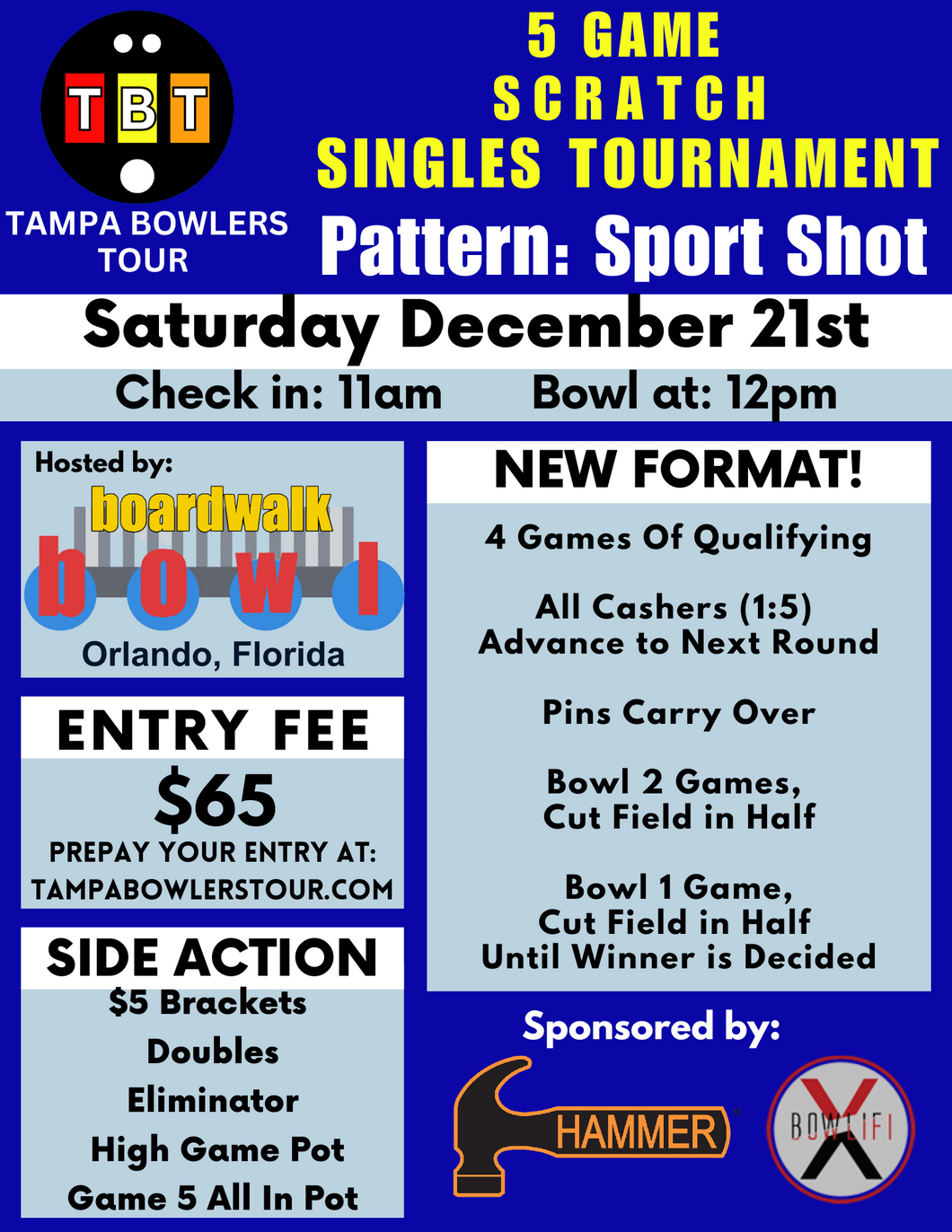 December 21st - Boardwalk Bowl - 5 Game Scratch Singles