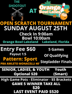 August 25th - Orange Bowl Lakeland - 5 Game Scratch Singles