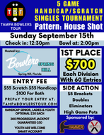 September 15th - Bowlero Spring Hill - 5 Game Handicap/Scratch Singles