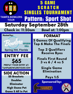 September 28th - Bowlero Spring Hill - 5 Game Scratch Singles